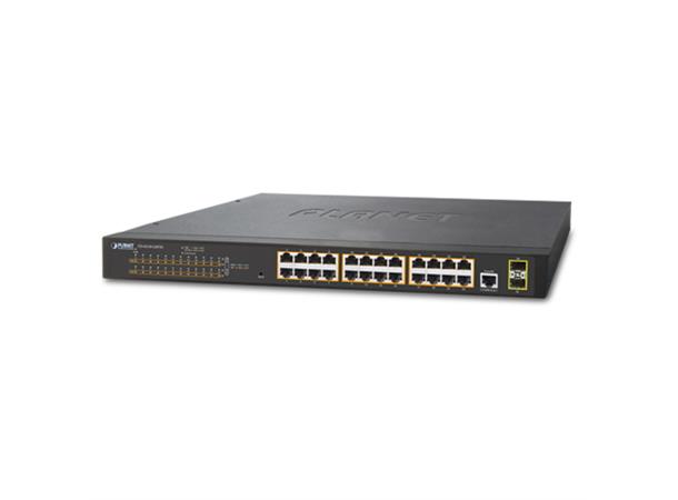 PoE+ Switch 24-port 10/100/1000B/T 2xSFP Planet: Managed PoE 300W 